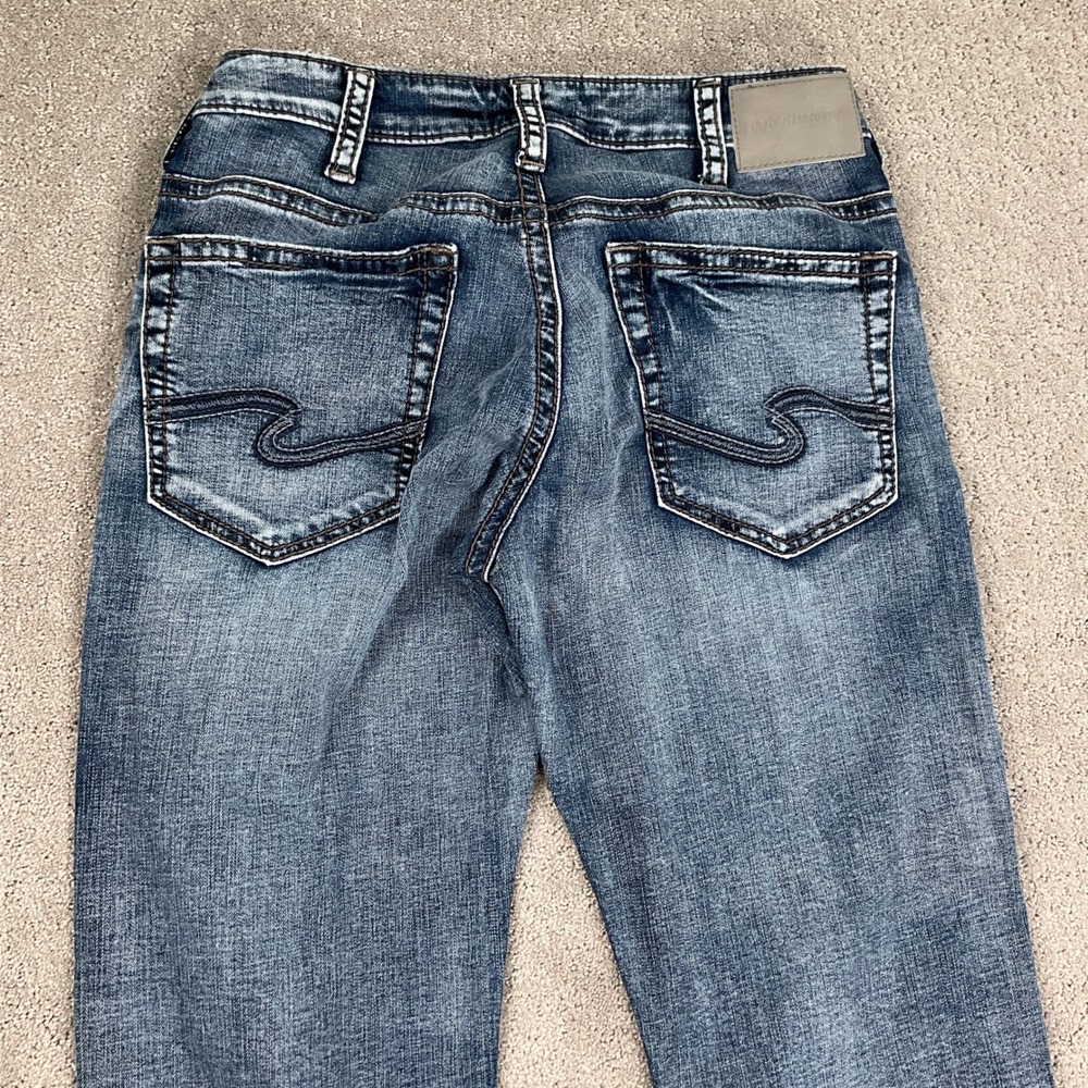 Silver Jeans Men 32W 32L Faded Blue Gordie‎ Straight Leg Western Stretch Denim - Picture 12 of 13